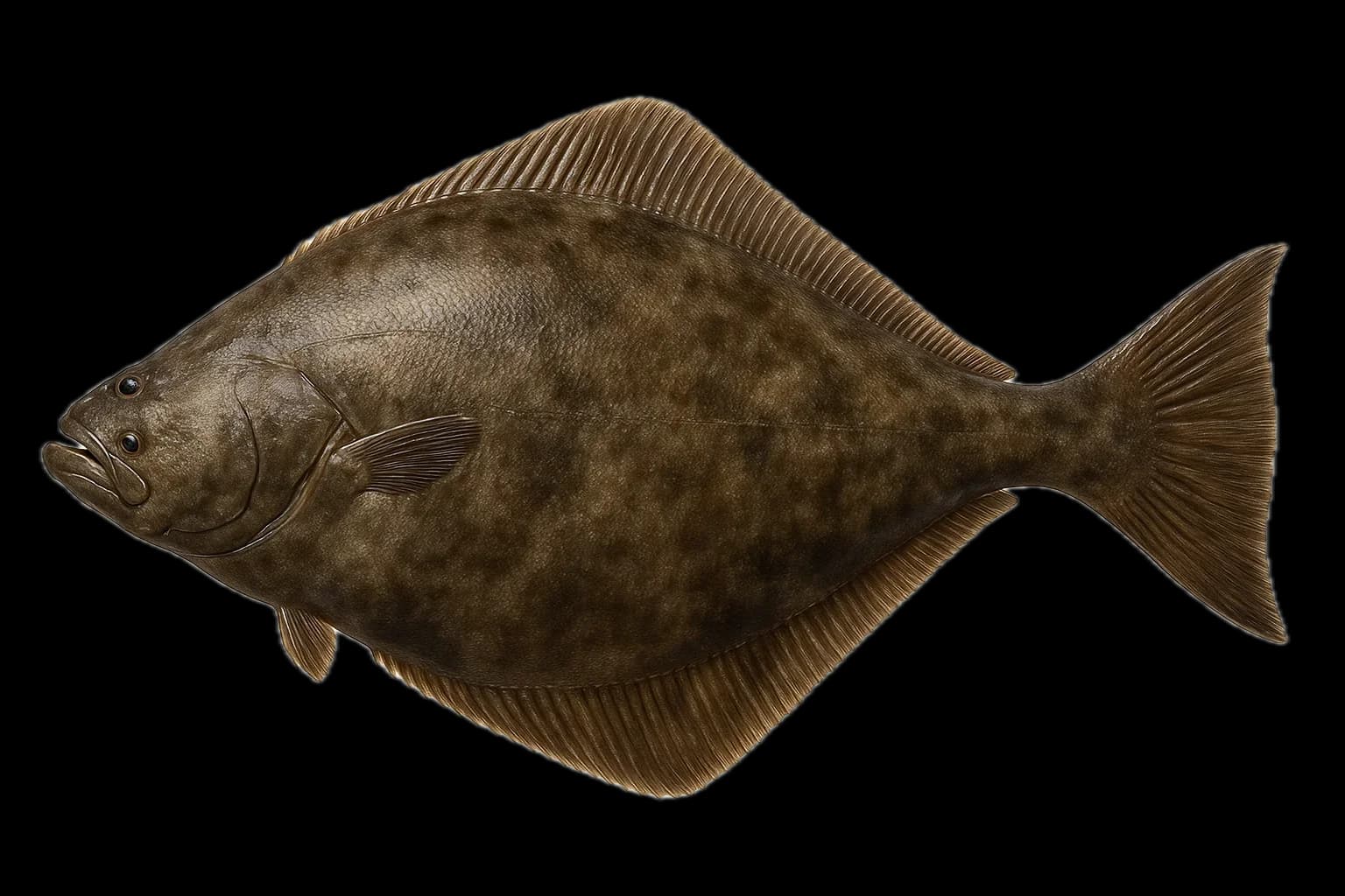 Atlantic Halibut (Hippoglossus hippoglossus) — sea-fishing target species photographed in marine habitat