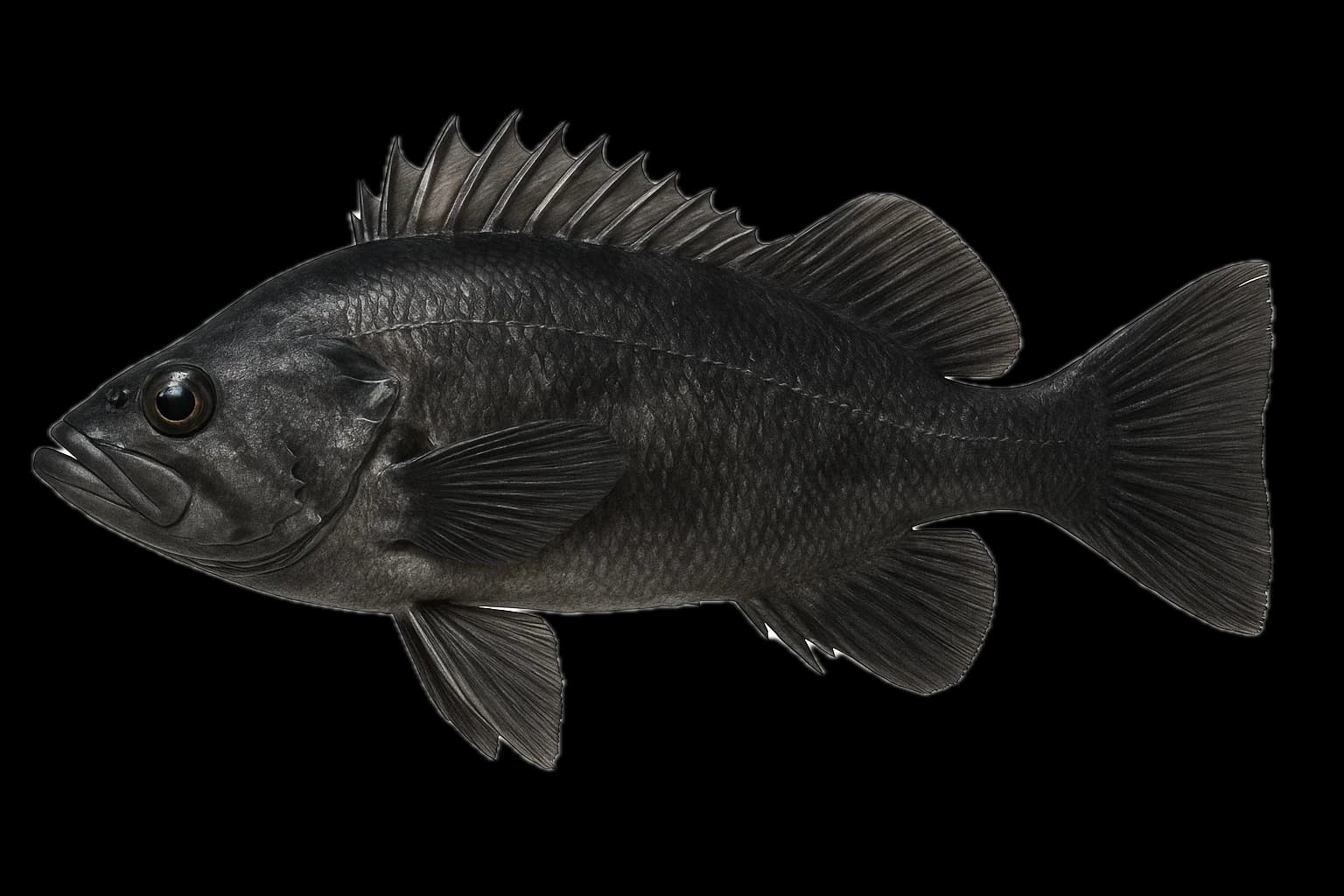 Black Rockfish (Sebastes melanops) — sea-fishing target species photographed in marine habitat