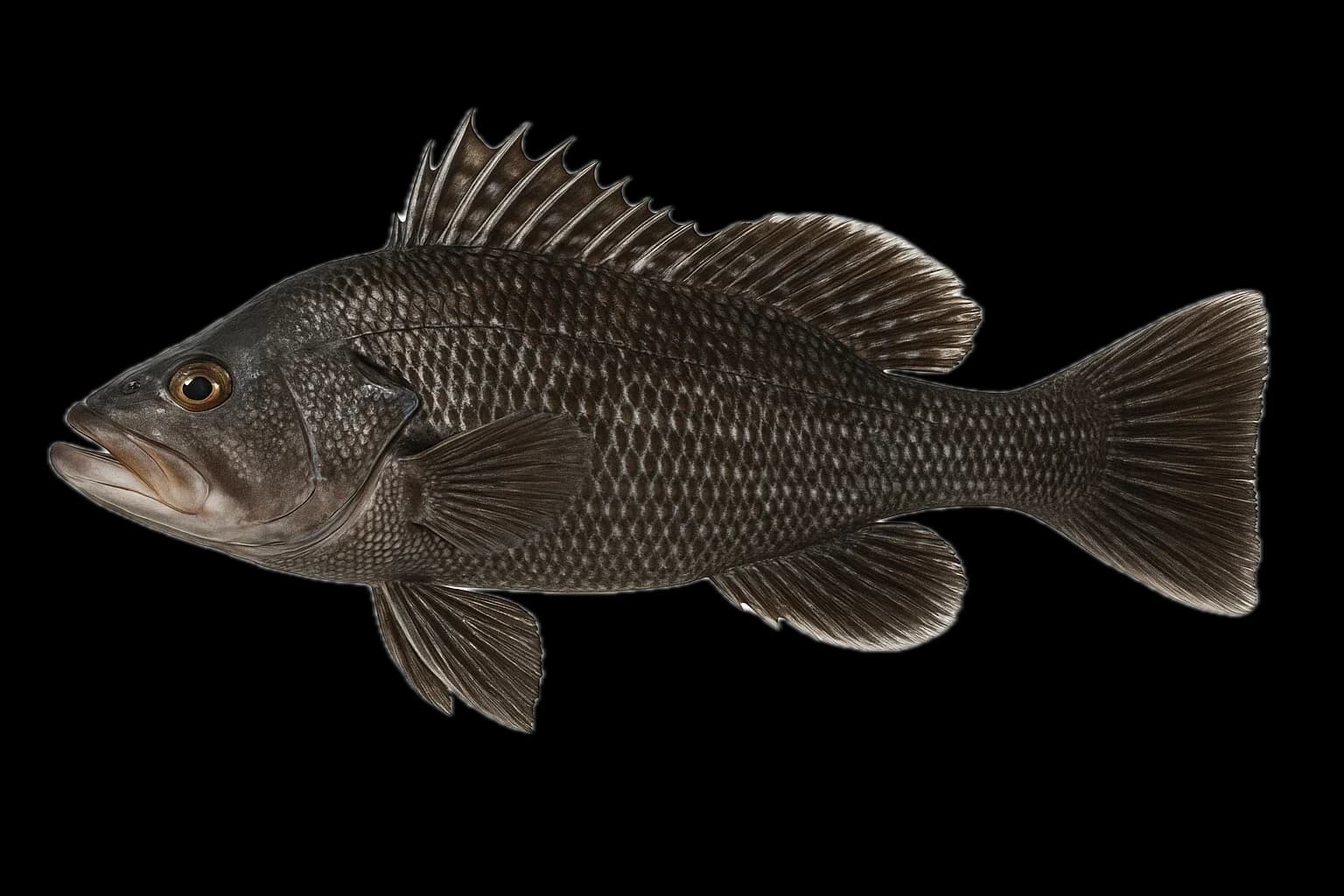Black Sea Bass (Centropristis striata) — sea-fishing target species photographed in marine habitat