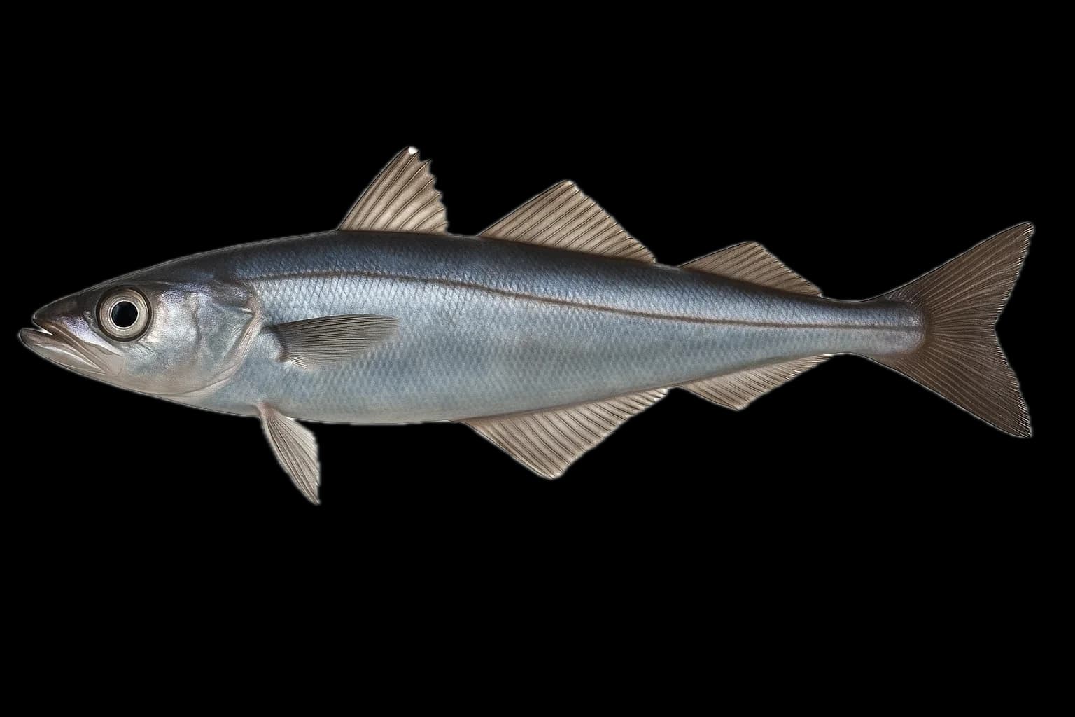 Blue whiting (Micromesistius poutassou) — sea-fishing target species photographed in marine habitat
