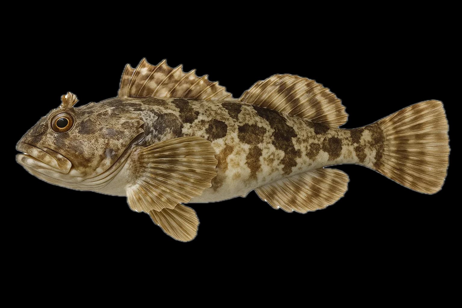 Cabezon (Scorpaenichthys marmoratus) — sea-fishing target species photographed in marine habitat