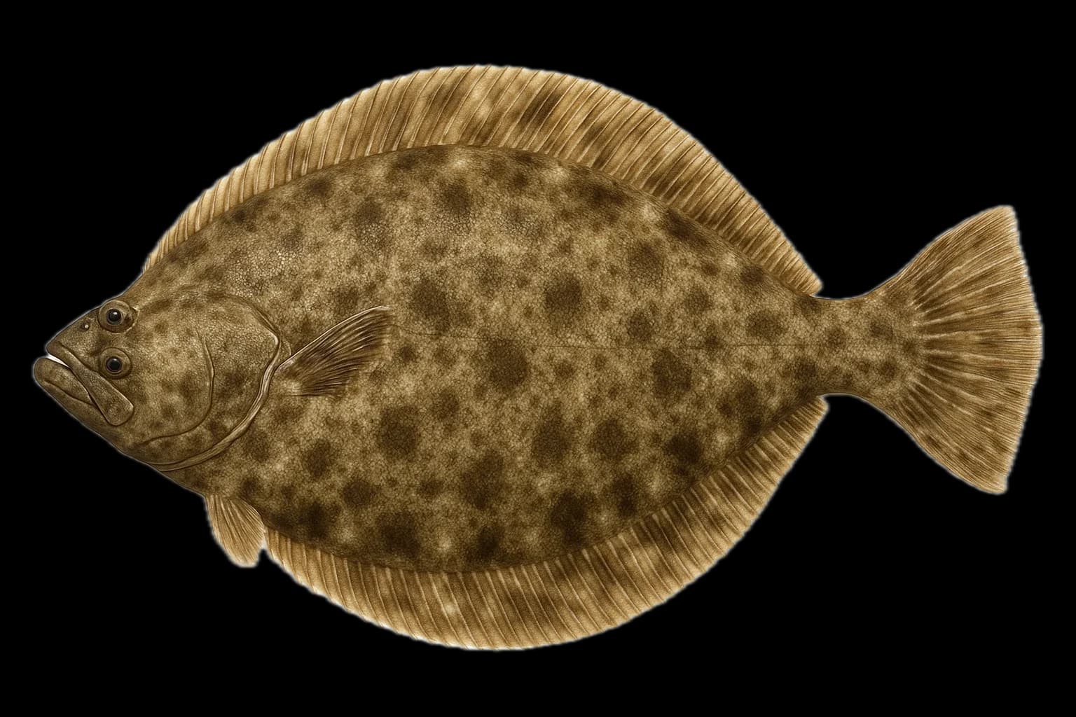 California Halibut (Paralichthys californicus) — sea-fishing target species photographed in marine habitat