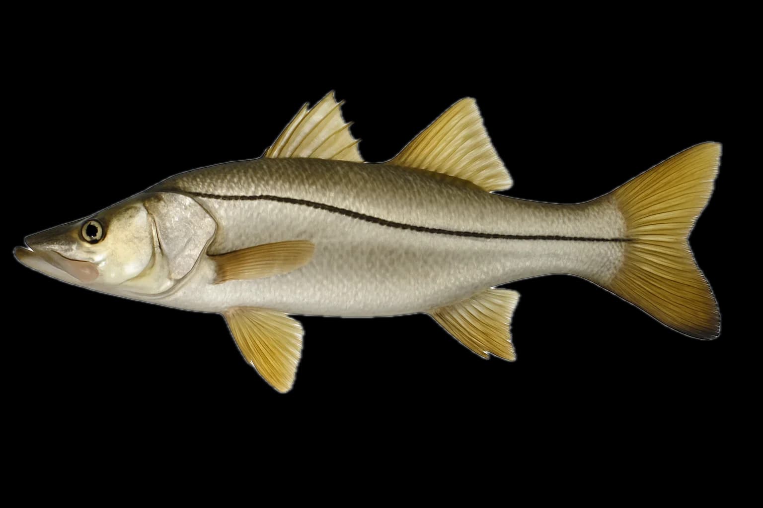 Common Snook (Centropomus undecimalis) — sea-fishing target species photographed in marine habitat