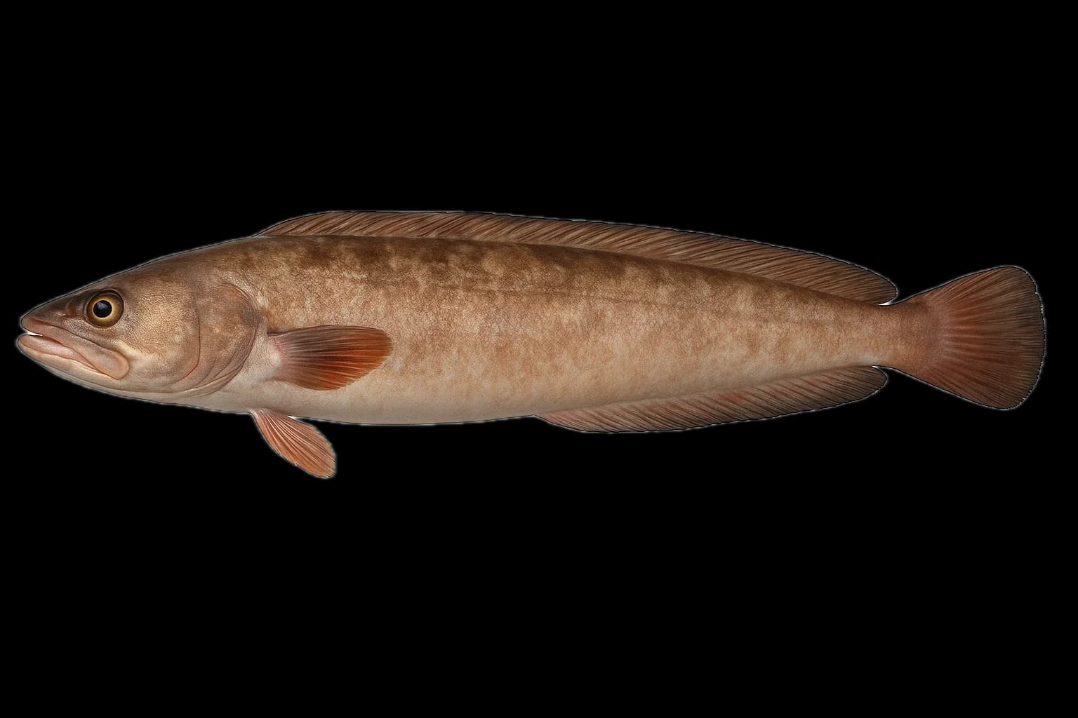 Kingklip (Patagonian Cusk-eel) (Genypterus blacodes) — sea-fishing target species photographed in marine habitat
