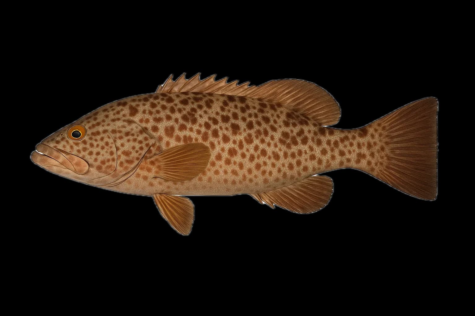 Leopard Grouper (Cabrilla) (Mycteroperca rosacea) — sea-fishing target species photographed in marine habitat