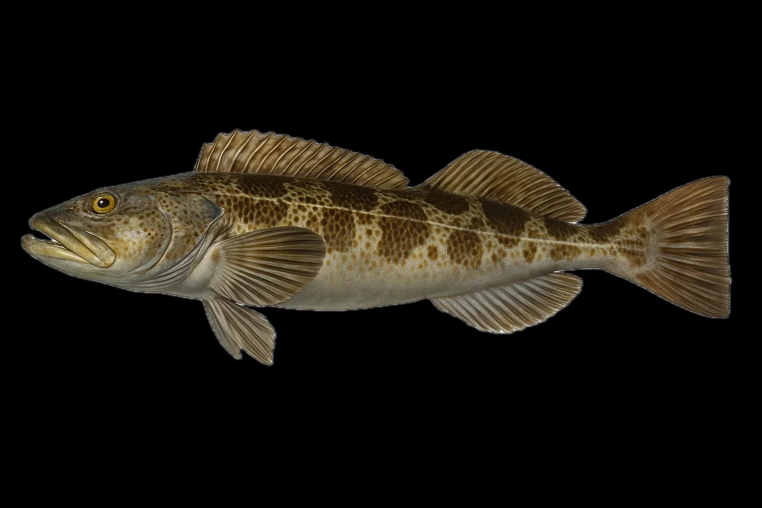 Lingcod (Ophiodon elongatus) — sea-fishing target species photographed in marine habitat