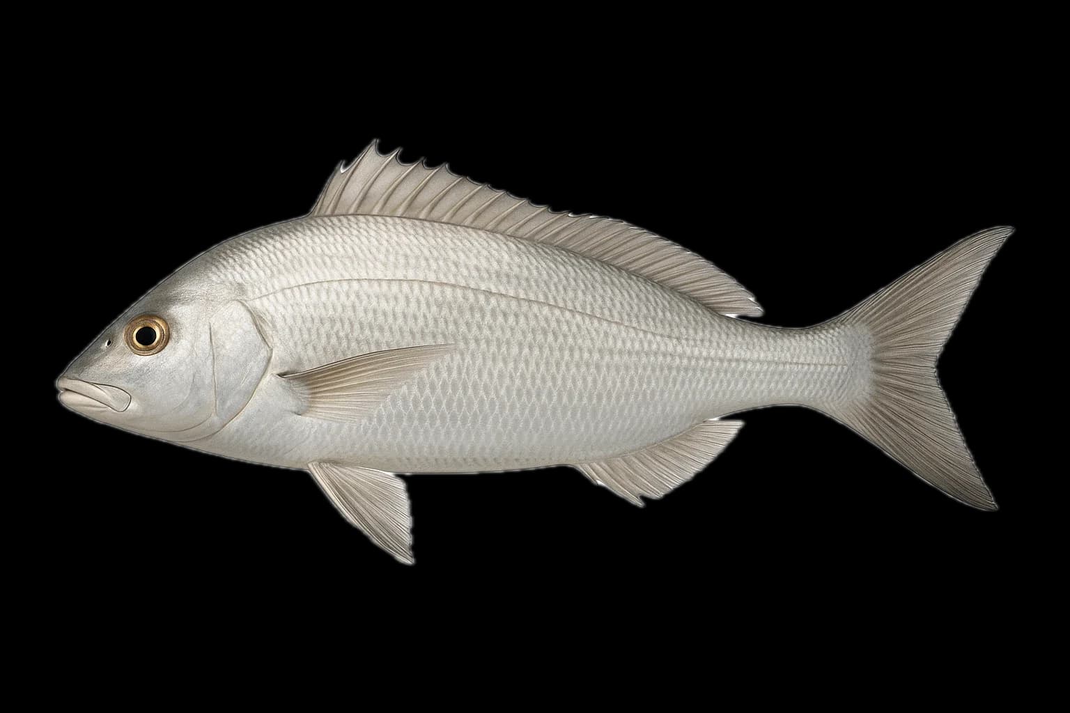 White Steenbras (Lithognathus lithognathus) — sea-fishing target species photographed in marine habitat