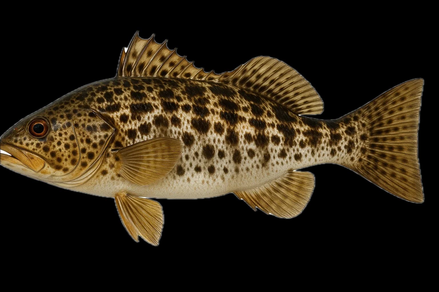 Spotted Bay Bass (Paralabrax maculatofasciatus) — sea-fishing target species photographed in marine habitat