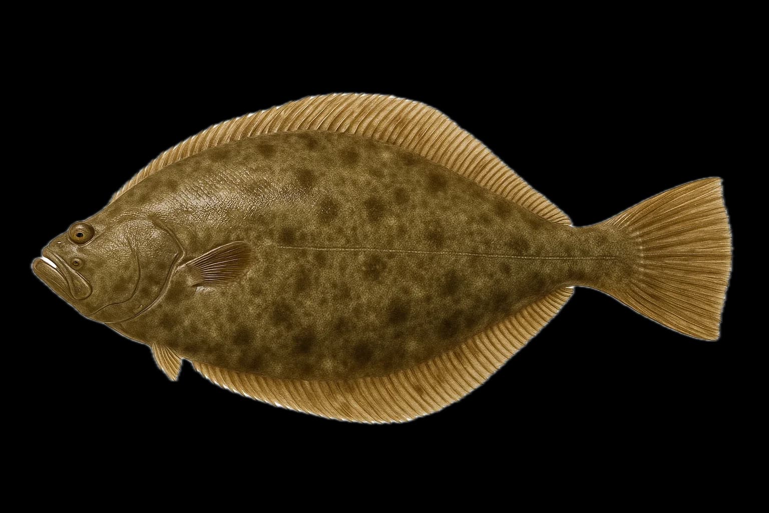 Olive Flounder (Gwangeo) (Paralichthys olivaceus) — sea-fishing target species photographed in marine habitat