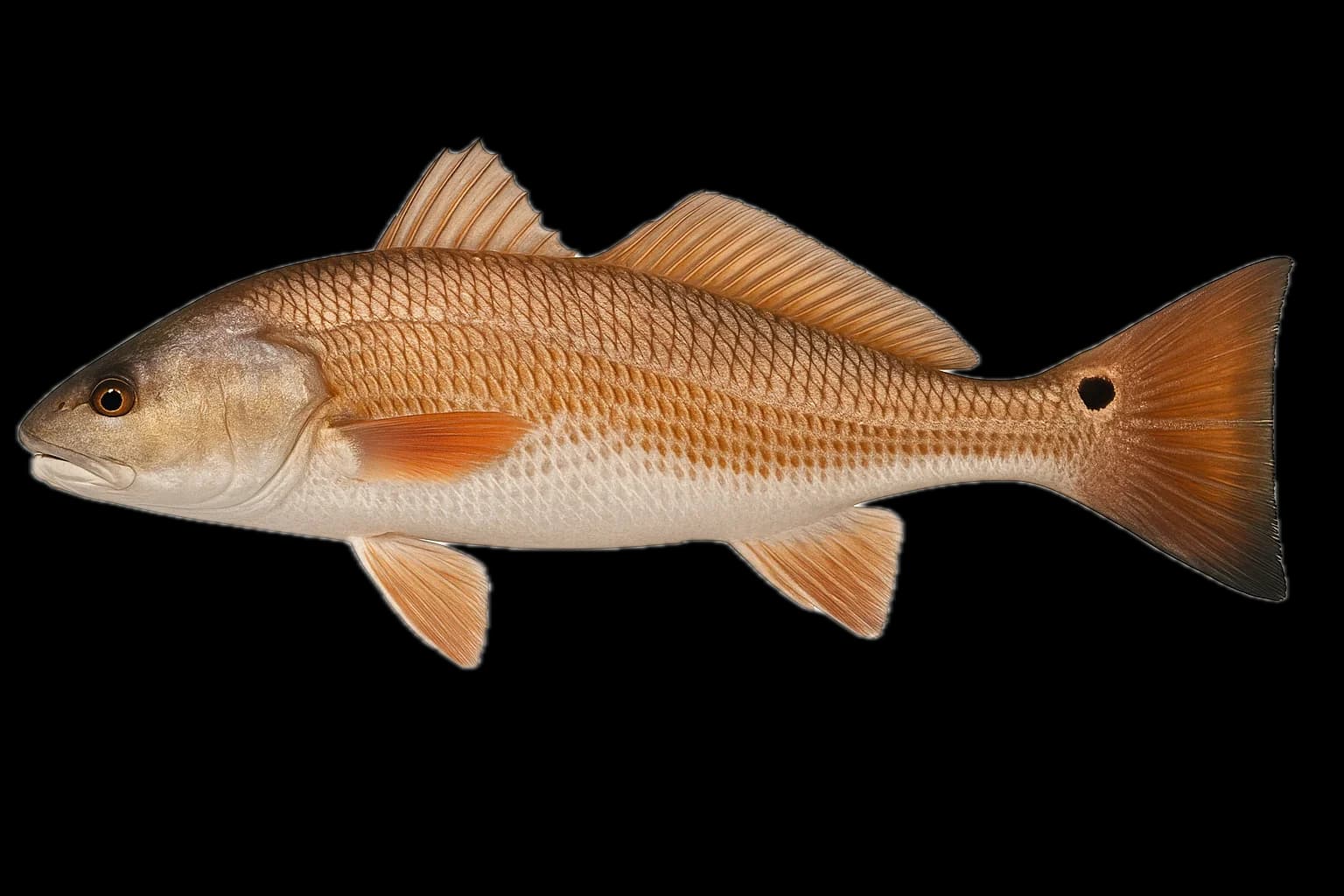Red Drum (Redfish) (Sciaenops ocellatus) — sea-fishing target species photographed in marine habitat