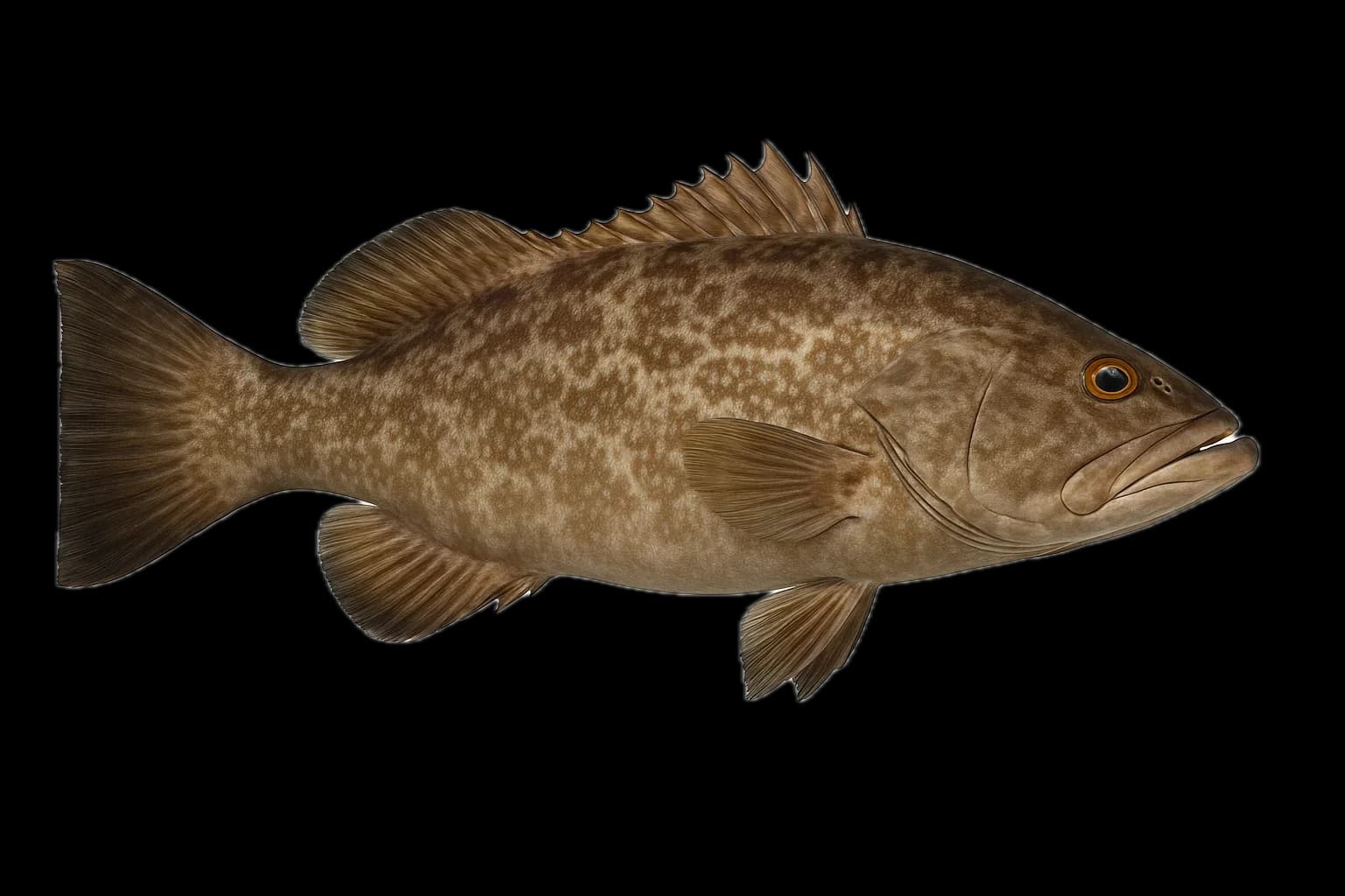 Scamp Grouper (Mycteroperca phenax) — sea-fishing target species photographed in marine habitat