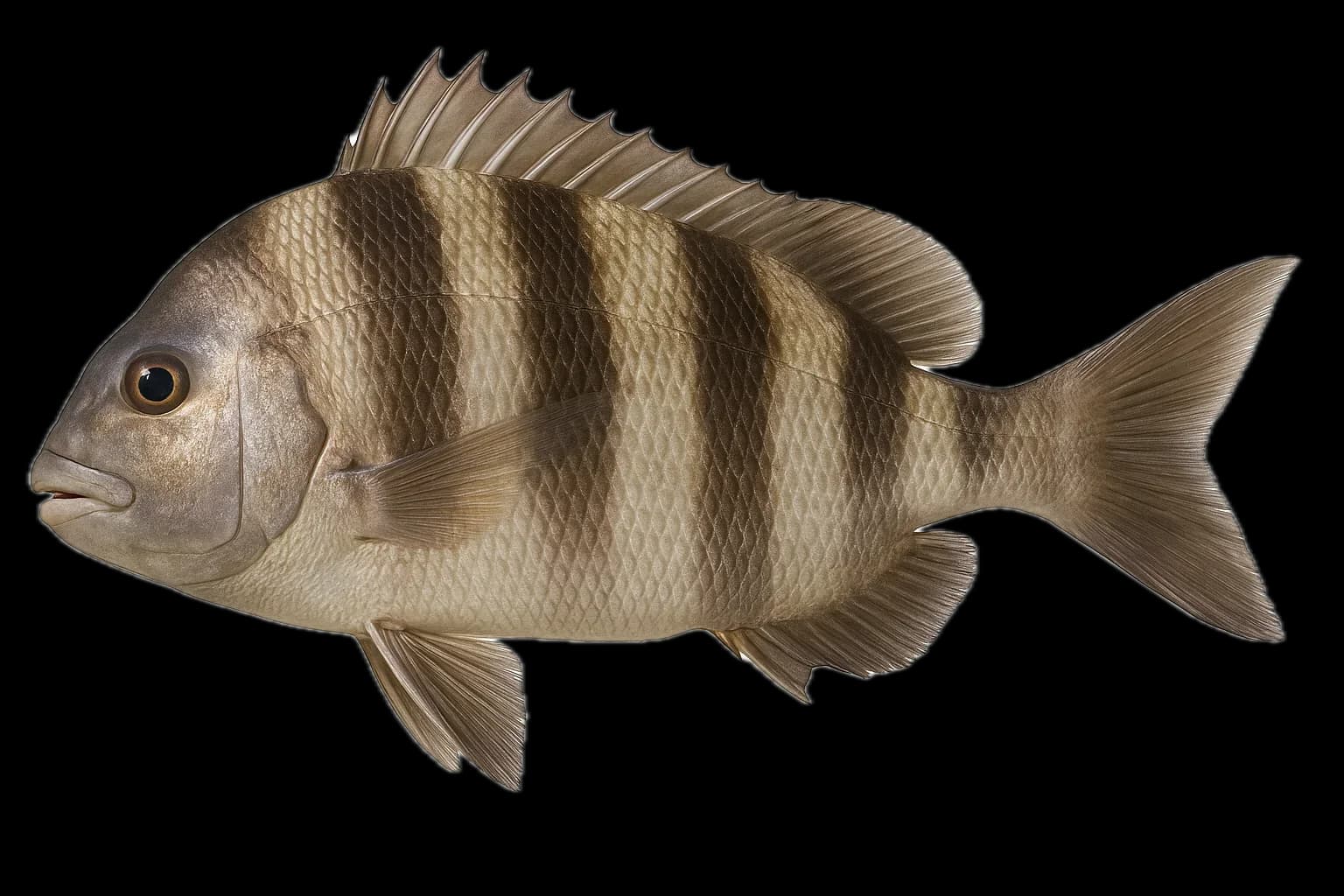 Sheepshead (Archosargus probatocephalus) — sea-fishing target species photographed in marine habitat