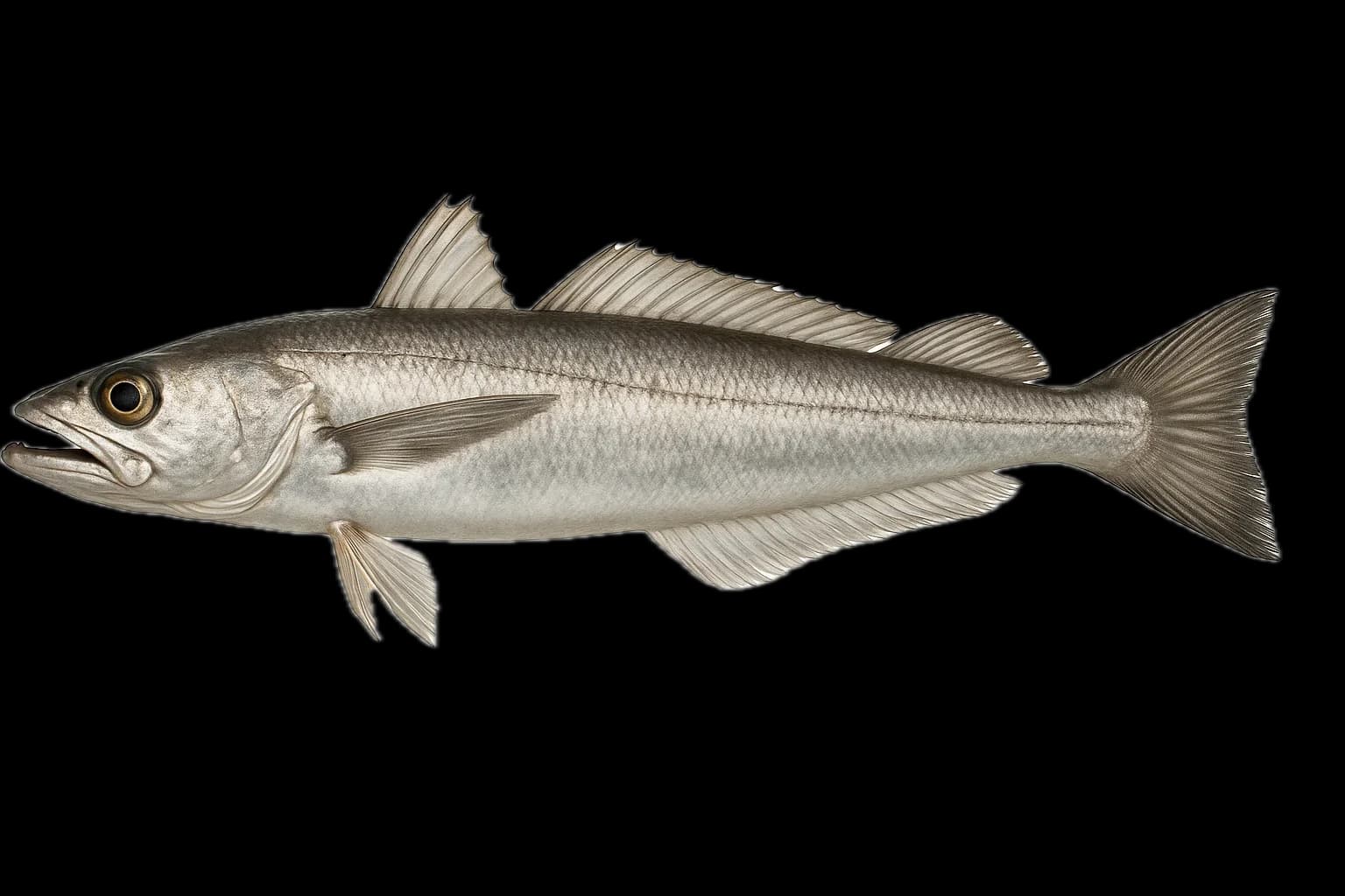 Silver Hake (Atlantic Whiting) (Merluccius bilinearis) — sea-fishing target species photographed in marine habitat
