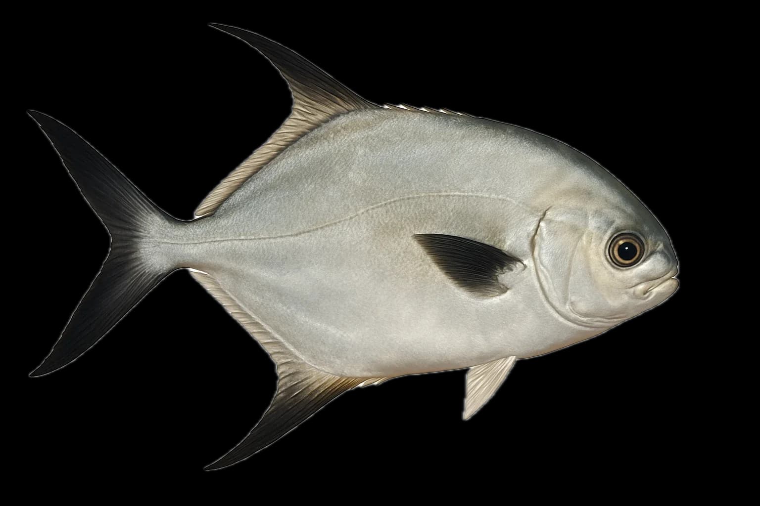 Indo-Pacific Permit (Snubnose Pompano) (Trachinotus blochii) — sea-fishing target species photographed in marine habitat