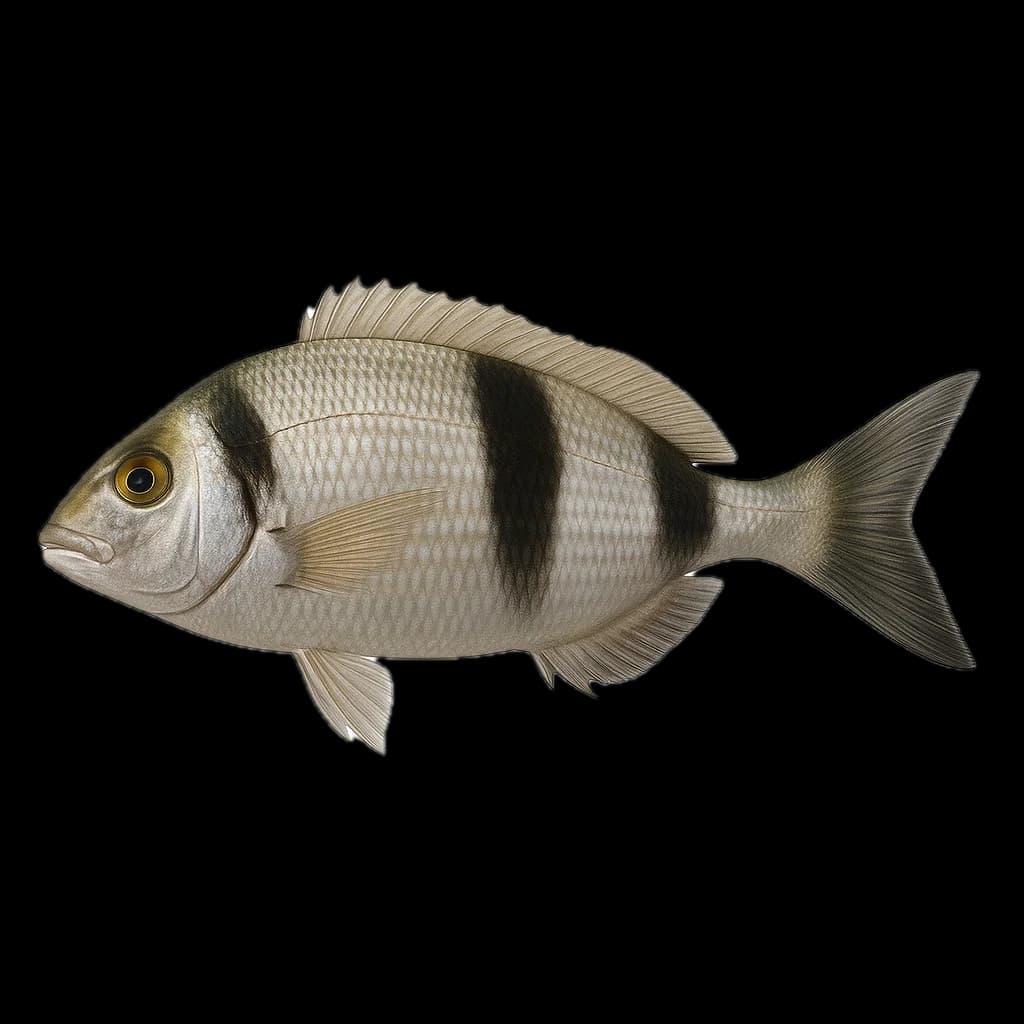 Two-banded Seabream (Diplodus vulgaris) — sea-fishing target species photographed in marine habitat