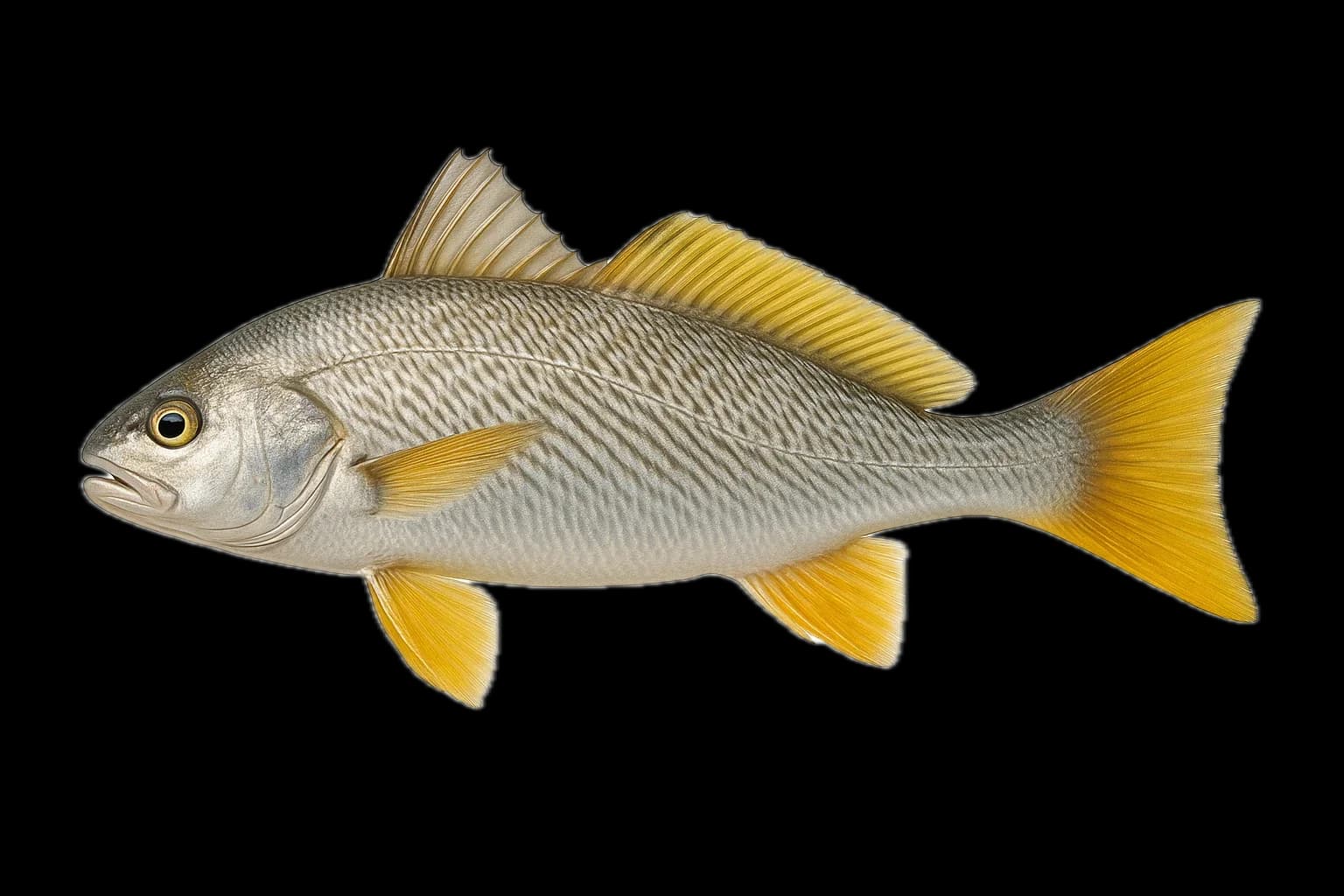 Yellowfin Croaker (Umbrina roncador) — sea-fishing target species photographed in marine habitat