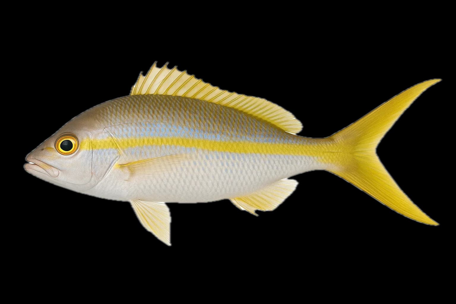 Yellowtail Snapper (Ocyurus chrysurus) — sea-fishing target species photographed in marine habitat